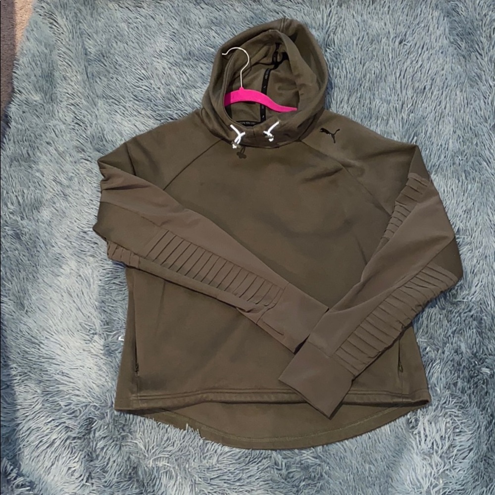 Army green puma hoodie